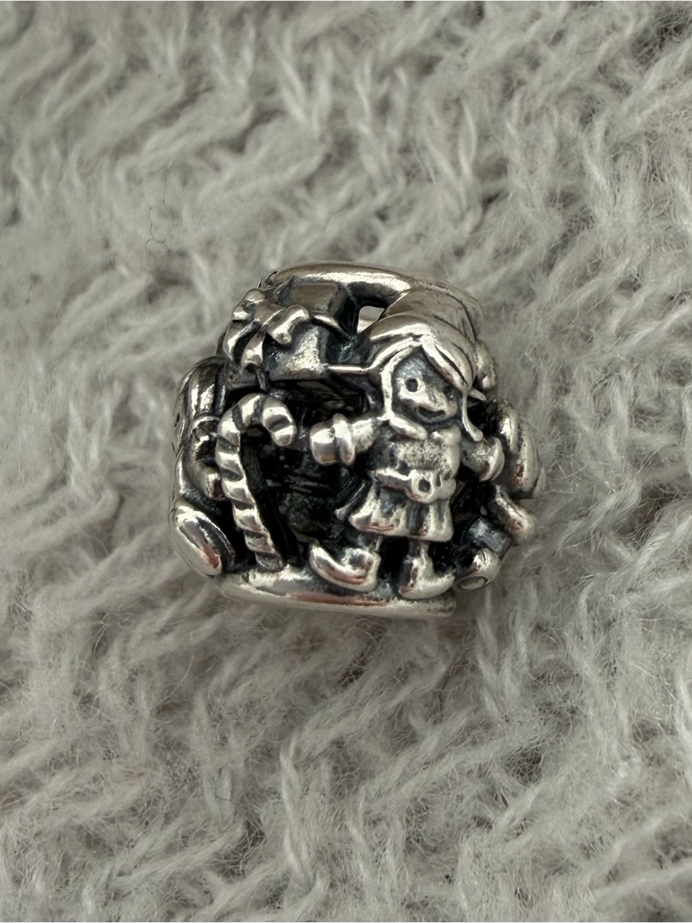 Pandora Silver Elf with Candy Cane Christmas Charm